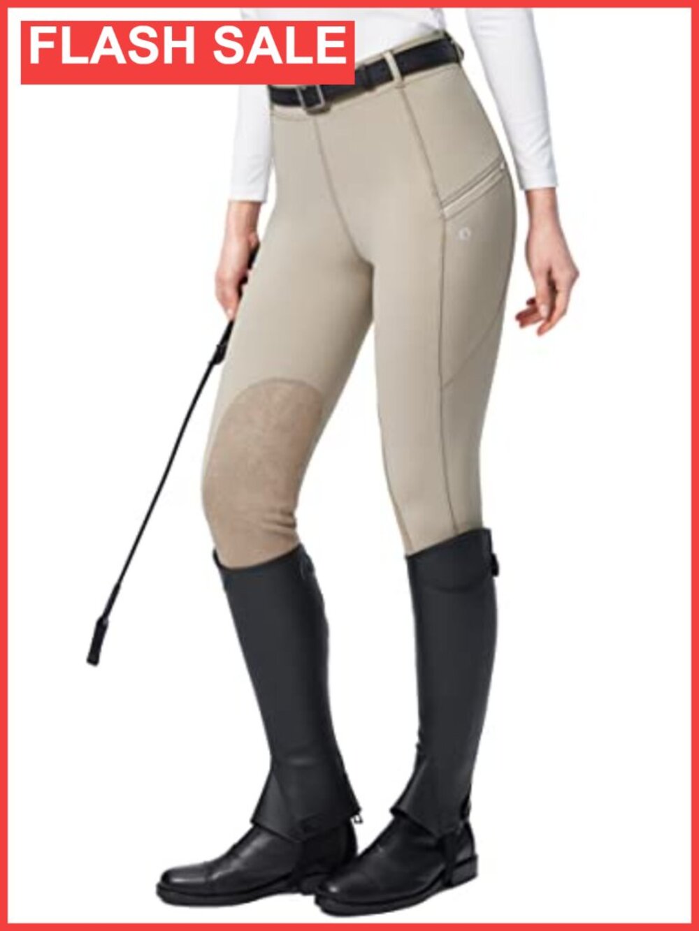 SANTINY Knee-Patch Horse Riding Pants Stretchy Equestrian Breeches